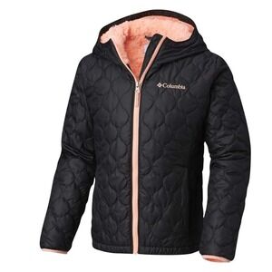 Columbia Girls Bella Plush Jacket XL 18/20 Black Quilted Hooded Jacket Fleece